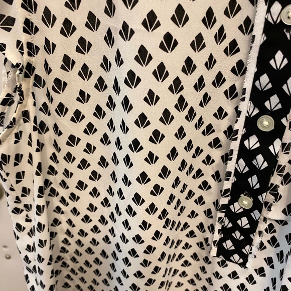 Loft Geometric Print Popover Top SS S - Picture 5 of 8